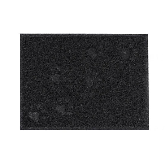 Cat Litter Mat Rectangular Bottom Plate, Waterproof Cat Litter Mat Accessories for Cat Litter Box round Placemat, Eco-Friendly Bamboo Pattern PVC Oval Placemat 45*32.5Cm Black