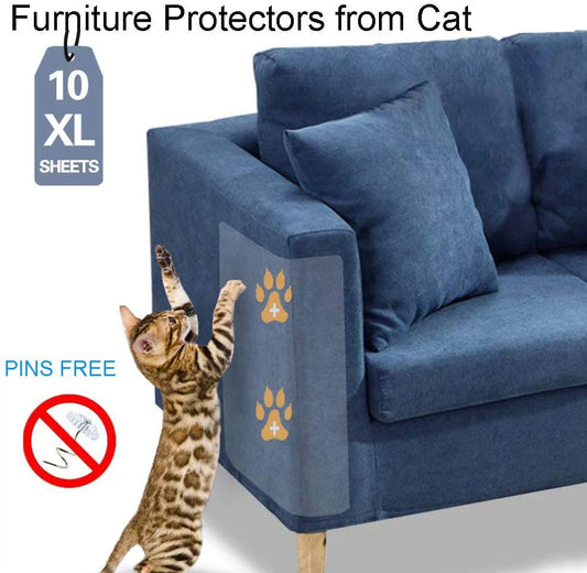 Furniture Protectors from Cat,Anti Cats Scratch Guards Deterrent Training Tape, anti Scratching Protection, Double Sided Tape, Best Choice to Protect Your Furniture from Your Loved Pet(10 XL PCS) Animals & Pet Supplies > Pet Supplies > Cat Supplies > Cat Furniture BINARY BARN   