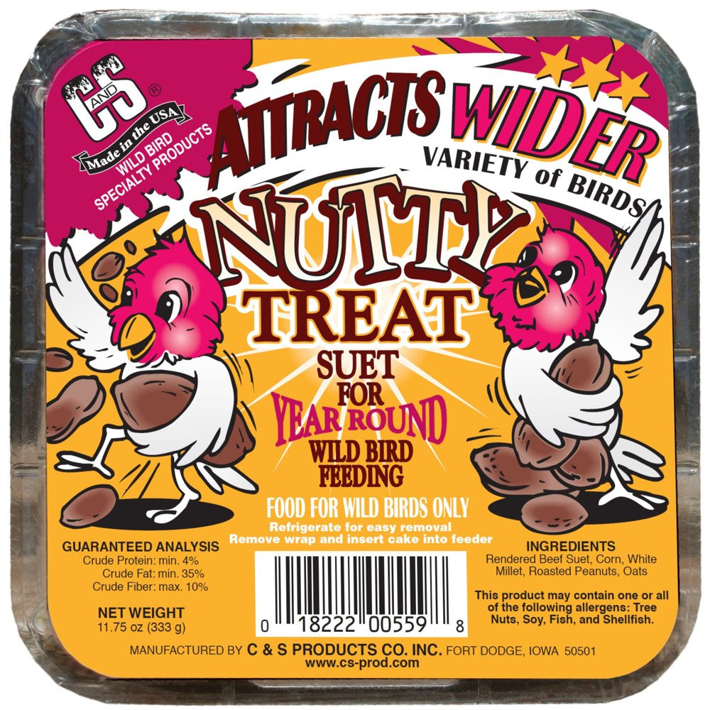 C&S Products Nutty Suet Treat, 11.75 Oz, Wild Bird Food Animals & Pet Supplies > Pet Supplies > Bird Supplies > Bird Treats Central Garden and Pet   