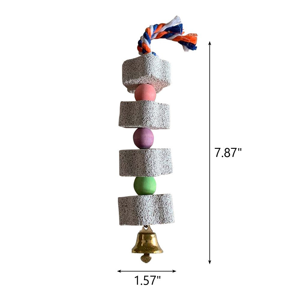 Parrot Chewing Toy, Bird Beak Grinding Stone with Bell, Lava Block Calcium Supplement Food for African Greys Conure Eclectus Budgies Parakeet Cockatiel Hamster Chinchilla Rabbit, 2 Pack Animals & Pet Supplies > Pet Supplies > Bird Supplies > Bird Toys ALPACASSO   