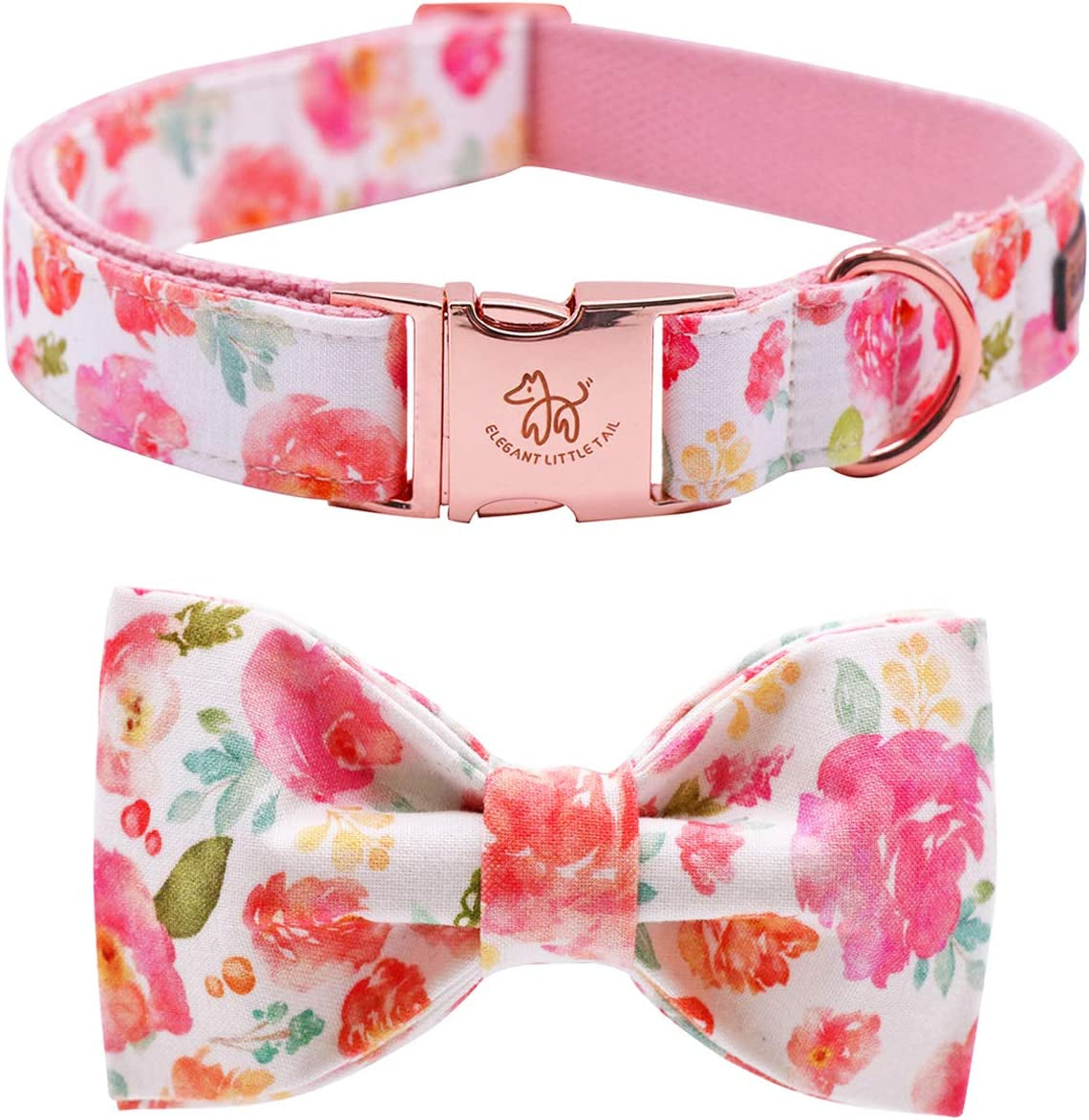 Elegant Little Tail Dog Collar with Bow, Cotton & Webbing, Bowtie Dog Collar, Adjustable Dog Collars for Small Medium Large Dogs and Cats Animals & Pet Supplies > Pet Supplies > Dog Supplies > Dog Apparel Elegant little tail   