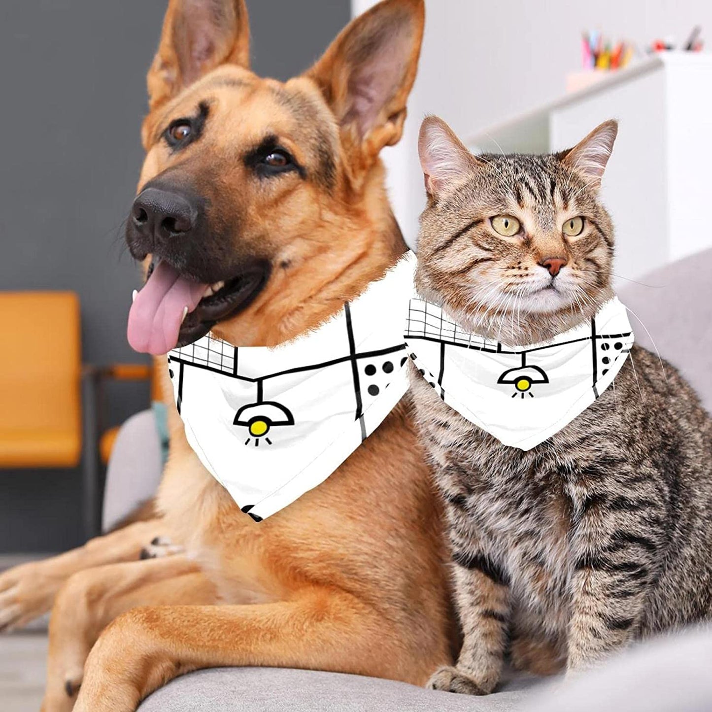 Dog Bandanas,Cat Triangle Bibs,Two Sizes,Black and White Lines,Pet Scarf for Small Medium Large Pets Animals & Pet Supplies > Pet Supplies > Dog Supplies > Dog Apparel tzhcjsjgs   