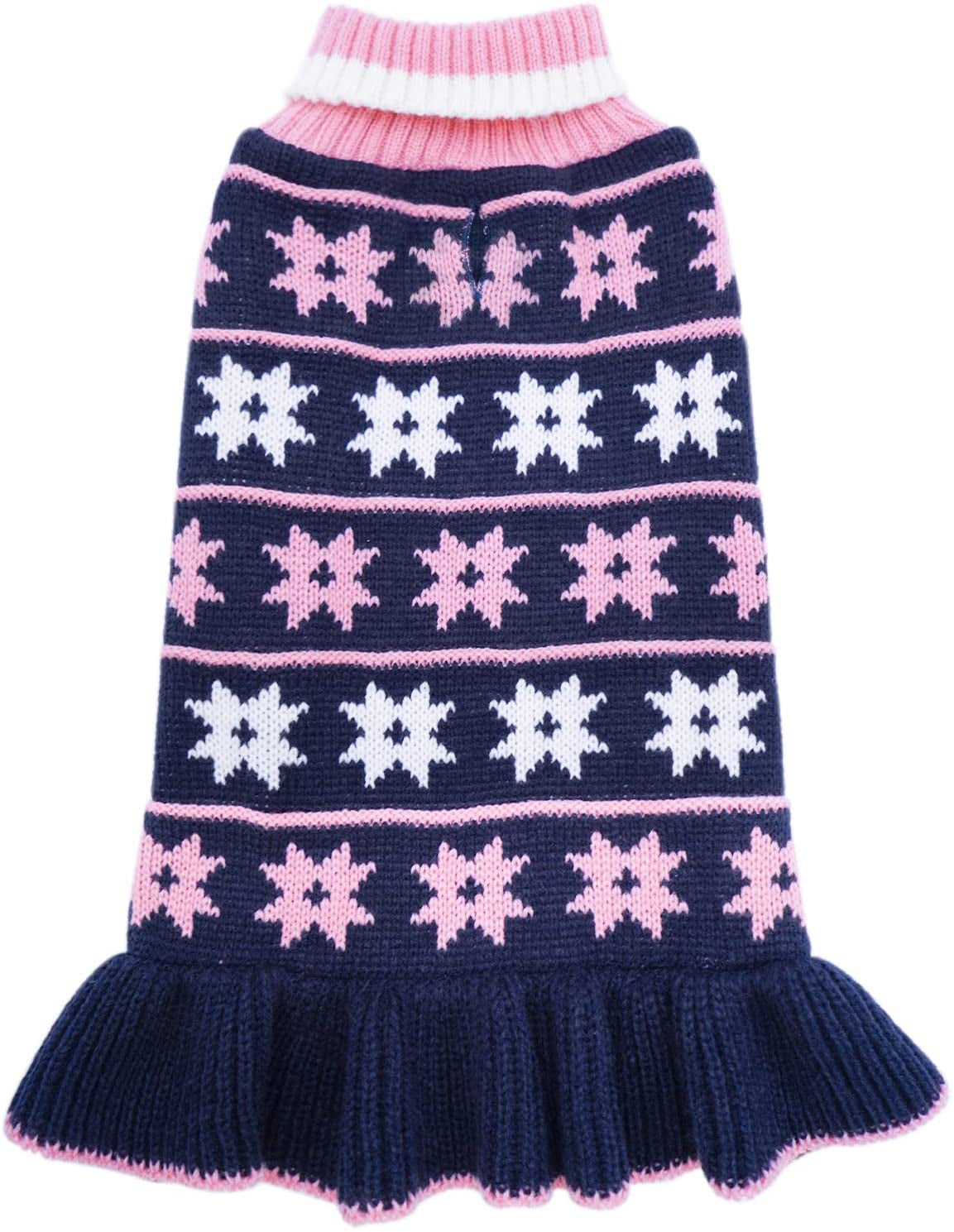 KYEESE Dog Sweaters for Small Dogs Turtleneck Dog Sweater Dress Knit Pullover Warm Animals & Pet Supplies > Pet Supplies > Dog Supplies > Dog Apparel kyeese 1# Girl Navyblue Medium (Pack of 1) 