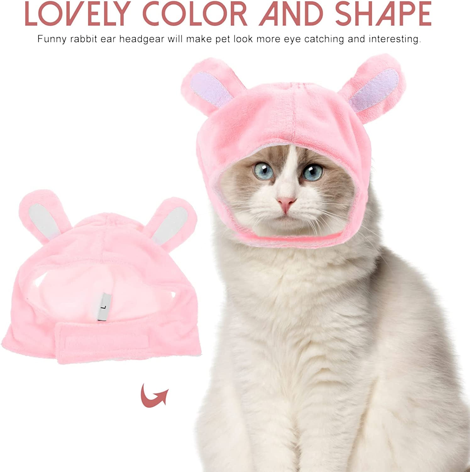 POPETPOP Pet Bunny Rabbit Hat with Ears - Cute Headgear Party Costume Easter Pet Accessory Headwear for Cats & Small Dogs Animals & Pet Supplies > Pet Supplies > Dog Supplies > Dog Apparel POPETPOP   