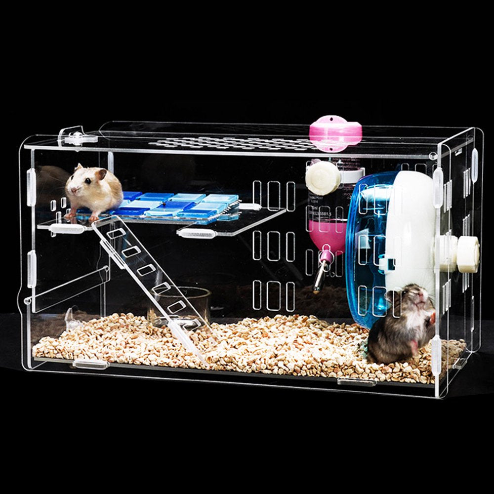 Hamster Cage Escape Proof Small Animal Habitat Hamster House with Bowl Wheel Animals & Pet Supplies > Pet Supplies > Small Animal Supplies > Small Animal Habitats & Cages Bangcool   