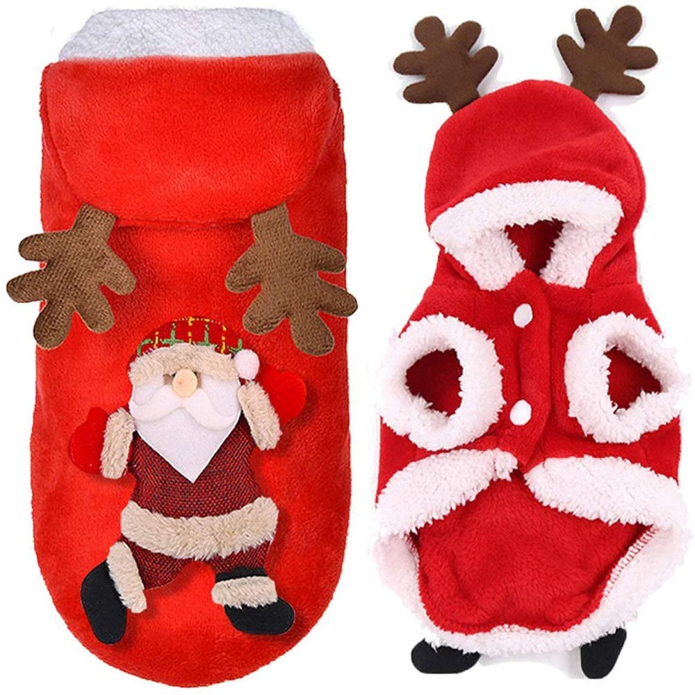 Reactionnx Santa Dog Costume Christmas Pet Clothes Winter Hoodie Coat Clothes Pet Clothing for Small Dogs & Cats Winter Coat Warm Clothes Christmas Holiday Apparel Outfit Animals & Pet Supplies > Pet Supplies > Cat Supplies > Cat Apparel Reactionnx   