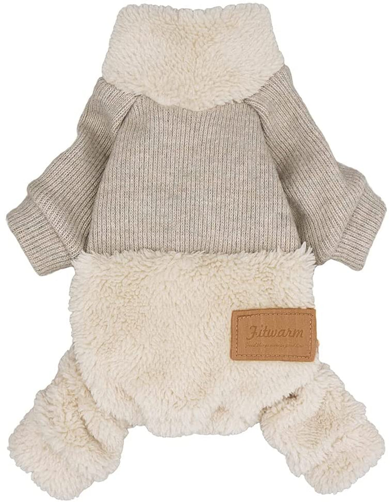 Fitwarm Turtleneck Knitted Dog Clothes Winter Outfits Pet Jumpsuits Cat Sweaters Blue Small Animals & Pet Supplies > Pet Supplies > Dog Supplies > Dog Apparel Fitwarm Beige XS 