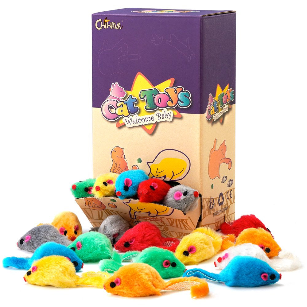 Chiwava 36PCS 4.1'' Furry Cat Toy Mice Rattle Small Mouse Kitten Interactive Play Assorted Color Animals & Pet Supplies > Pet Supplies > Cat Supplies > Cat Toys Wonpet Co., Ltd   