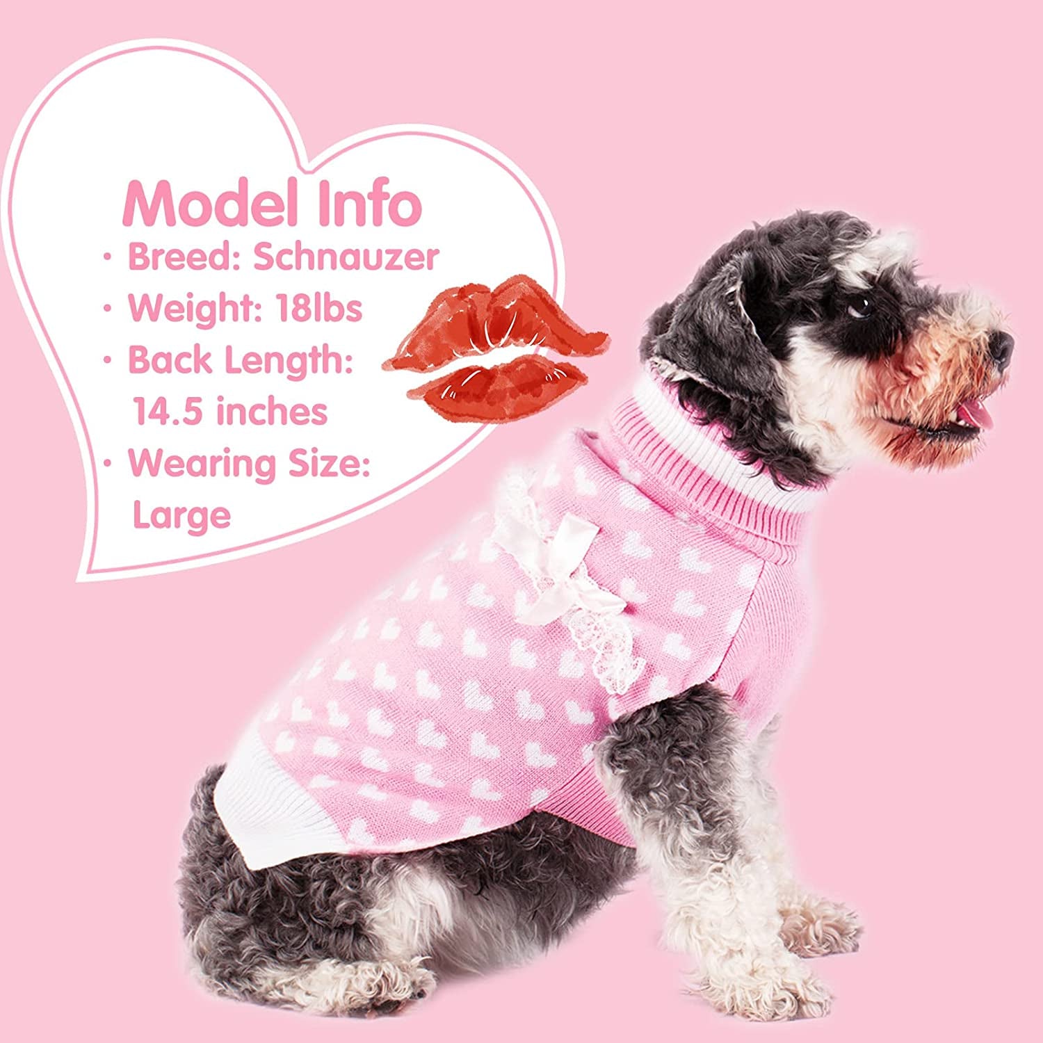 KYEESE Valentine'S Day Dog Sweaters for Small Dogs with Leash Hole Turtleneck Pink Dog Sweater with Bowtie Knit Pullover Dog Clothes Animals & Pet Supplies > Pet Supplies > Dog Supplies > Dog Apparel kyeese   