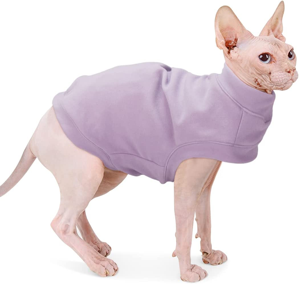 Soft Fleece Dog Sweatshirt - Warm Dog Sweaters for Small Medium Dogs Cats Cold Weather - Cat Sweater Pullover Stretchy Hoodie Easy on - Comfortable Dog Winter Clothes Pet Sweaters Vest for Doggie Animals & Pet Supplies > Pet Supplies > Dog Supplies > Dog Apparel Dociote Light Purple Medium 