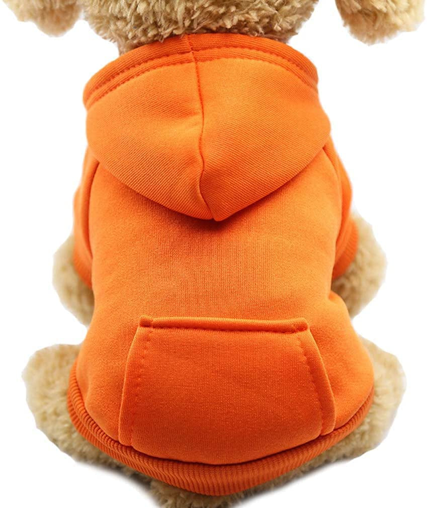 Jecikelon Winter Dog Hoodie Sweatshirts with Pockets Warm Dog Clothes for Small Dogs Chihuahua Coat Clothing Puppy Cat Custume (Medium, Orange) Animals & Pet Supplies > Pet Supplies > Dog Supplies > Dog Apparel Jecikelon Orange Large 