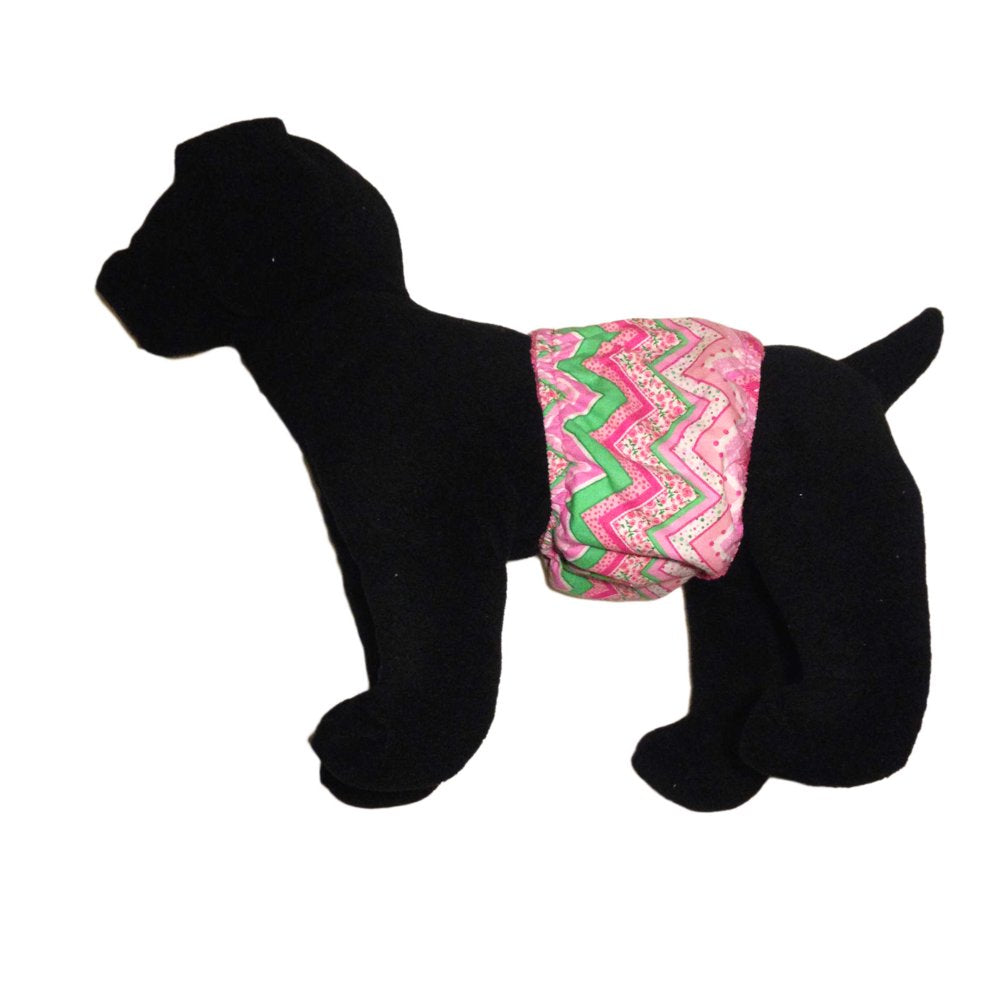 Barkertime Pink Flower Chevron Washable Dog Belly Band Male Wrap - Made in USA Animals & Pet Supplies > Pet Supplies > Dog Supplies > Dog Diaper Pads & Liners Barkertime   