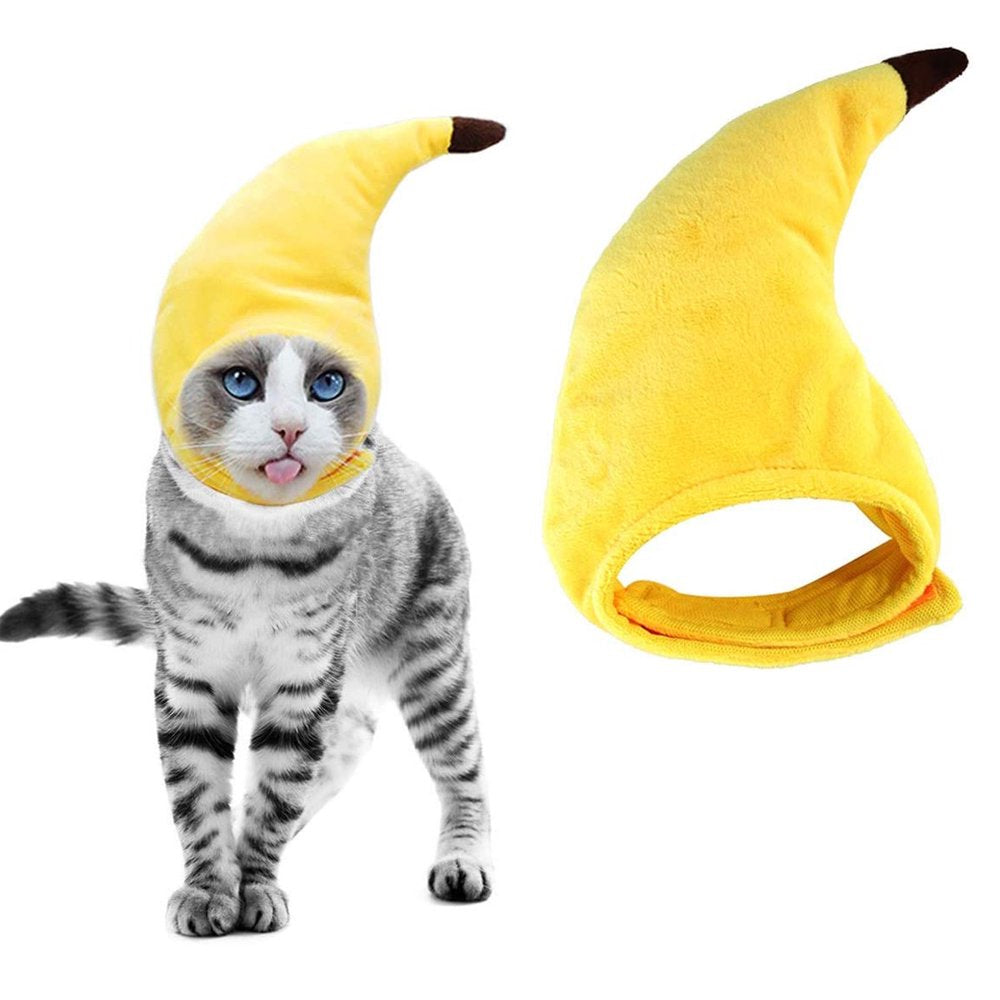 Pet Enjoy Cat Banana Hat Headwear,Cat Dog Soft Headgear Costume Pet Banana Cap,Funny Fruit Banana Apparel for Cats Kitten Puppy Small Dogs Animals & Pet Supplies > Pet Supplies > Dog Supplies > Dog Apparel Pet Enjoy   