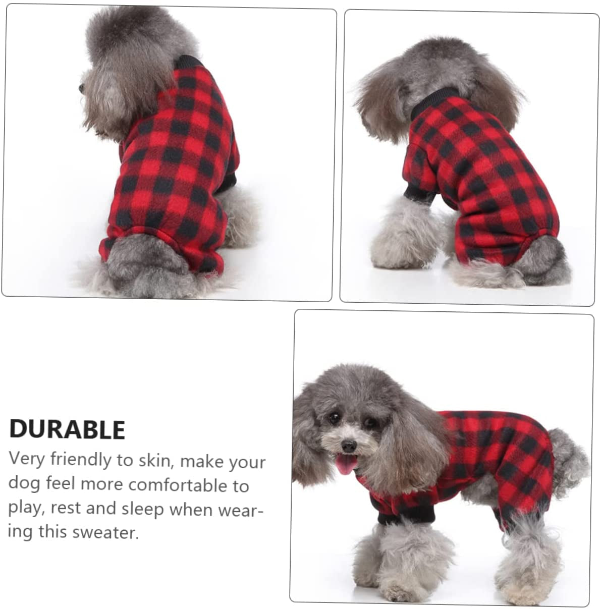 LIFKICH 1Pc Dog Pajamas Pet Winter Jacket Cat Outfits Cat Jacket Cat Dog Clothing Puppy Lattice Coats Lattice Dog Apparel Polyester Christmas Shirt Dog Outfits Pet Pajamas Pet Coat Animals & Pet Supplies > Pet Supplies > Dog Supplies > Dog Apparel LIFKICH   