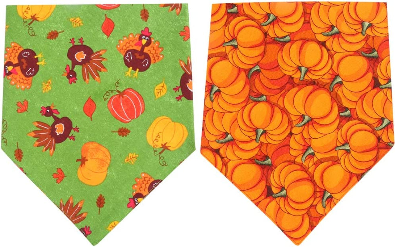 KZHAREEN 2 Pack Thanksgiving Dog Bandana Reversible Triangle Bibs Scarf Accessories for Dogs Cats Pets Animals Animals & Pet Supplies > Pet Supplies > Dog Supplies > Dog Apparel KZHAREEN   