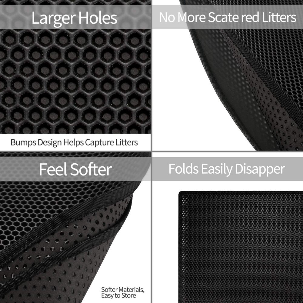 Litter Box Mat, Cat Litter Mat, Litter Box Mat, Honeycomb Design, Litter Box Rug, Waterproof Double Layer Design, Honeycomb Mat, Black, 76Cm*61Cm Animals & Pet Supplies > Pet Supplies > Cat Supplies > Cat Litter Box Mats Universal   