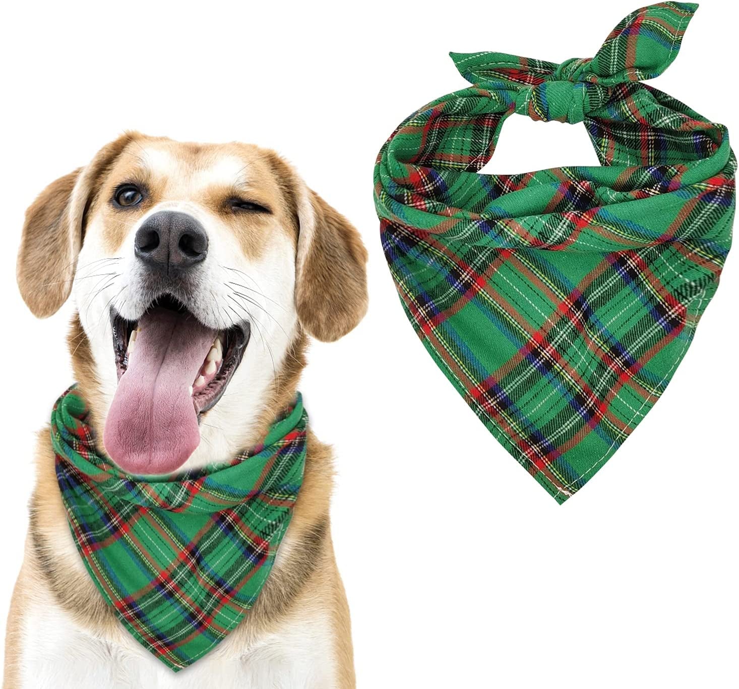 MJIYA Dog Bandana, Washable Reversible Kerchief Scarf, Bib with Adjustable Accessories for Small to Large Dog Puppy Cat, Gifts for Birthday, Easter, Christmas (Green & Red, L) Animals & Pet Supplies > Pet Supplies > Dog Supplies > Dog Apparel MJIYA Green & Red L 