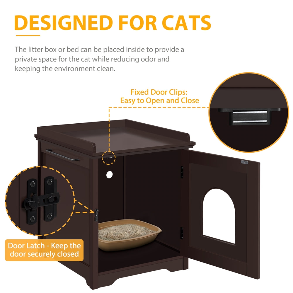Easyfashion Cat Litter Box Furniture Enclosure House, Indoor, Espresso