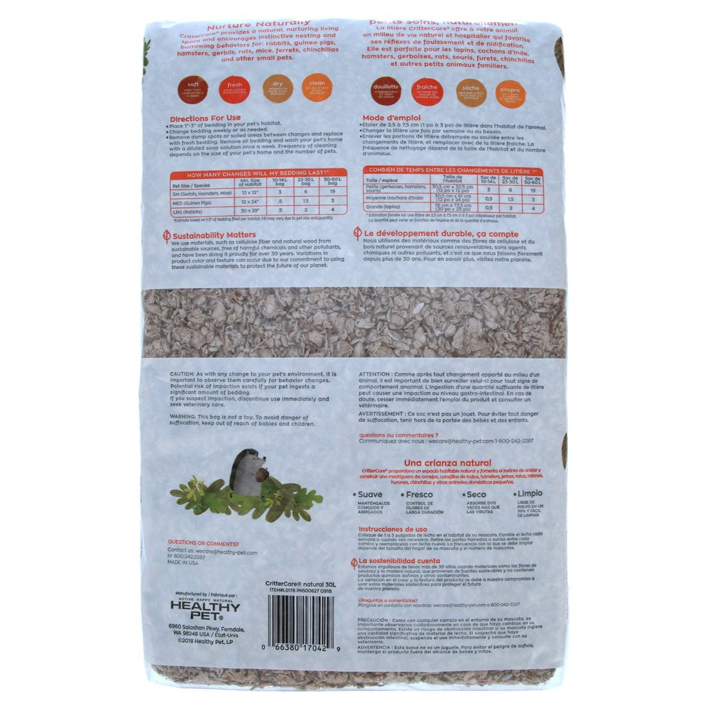 Crittercare Natural Paper Small Pet Bedding, Brown, 30L Animals & Pet Supplies > Pet Supplies > Small Animal Supplies > Small Animal Bedding Healthy Pet   