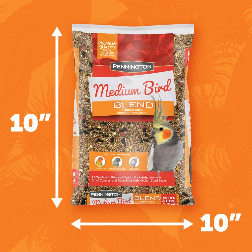 Pennington Medium Bird Blend Bird Food for Cockatiels, Love Birds; 3 Lb Bag Animals & Pet Supplies > Pet Supplies > Bird Supplies > Bird Food D & D Commodities   