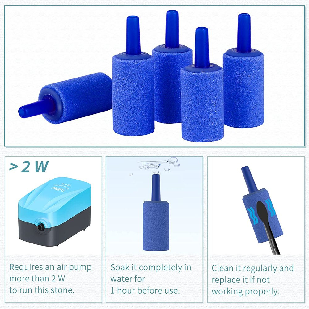 Aquarium 1 Inch Air Stone Cylinder Blue Bubble Diffuser Release Tool for Nano Air Pumps Small Buckets and Fish Tanks, 12 Pack