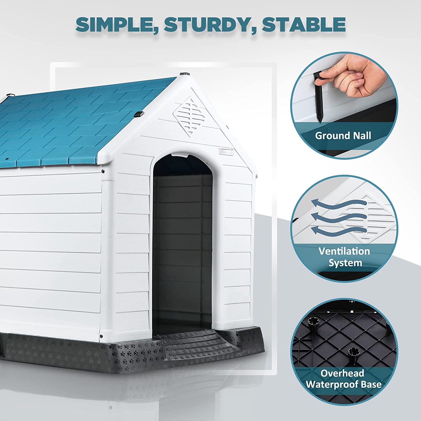 Waleaf Plastic Dog House Outdoor Indoor for Small Medium Larige Dogs,Waterproof Dog Houses with Elevated Floor and Air Vents,Durable Ventilate & Easy Clean and Assemble Animals & Pet Supplies > Pet Supplies > Dog Supplies > Dog Houses Vitesse   