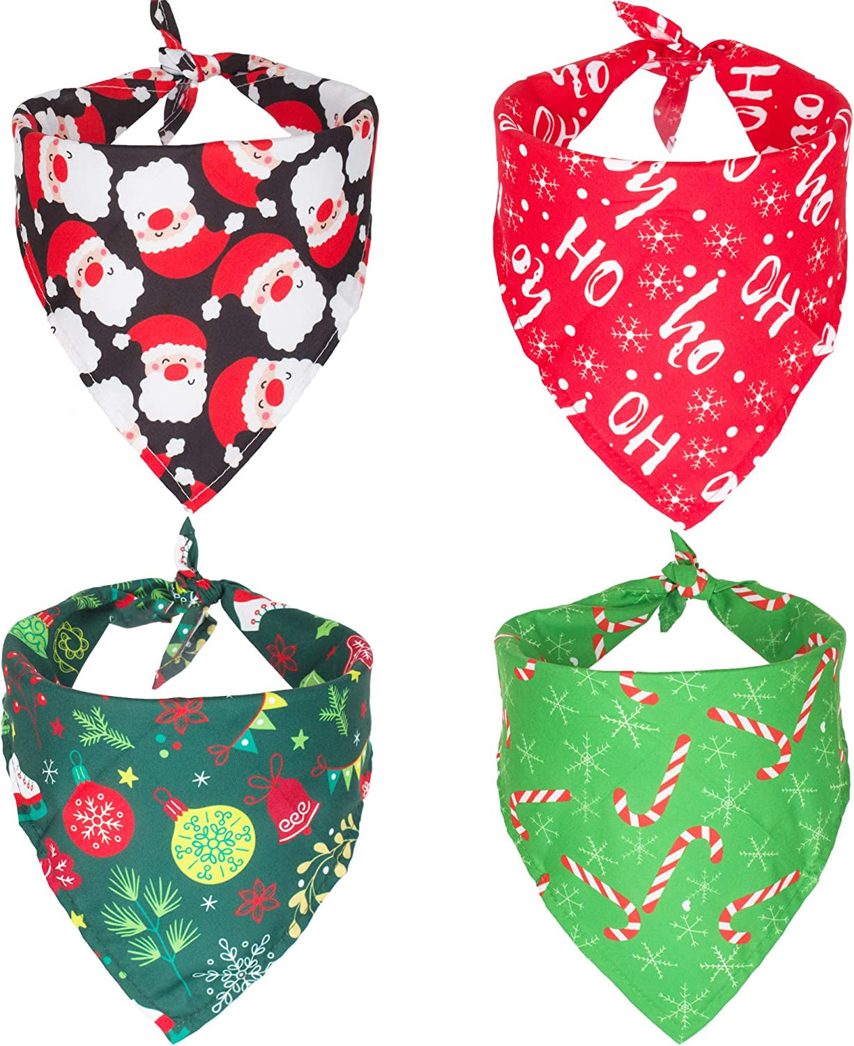 ADOGGYGO 4 Pack Dog Bandana Christmas Pet Scarf Triangle Bibs Kerchief Set Pet Costume Accessories Decoration for Small Medium Large Dogs Cats Pets Animals & Pet Supplies > Pet Supplies > Dog Supplies > Dog Apparel ADOGGYGO   