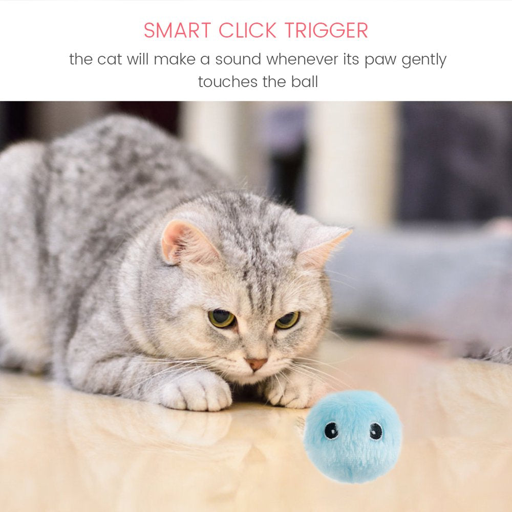 NKTIER Interactive Chirping Balls,Cat Toy Balls with 3 Lifelike Animal Chirping Sounds Frog Cricket Bird Kitten Refillable Catnip Toys Cat Kicker Toys