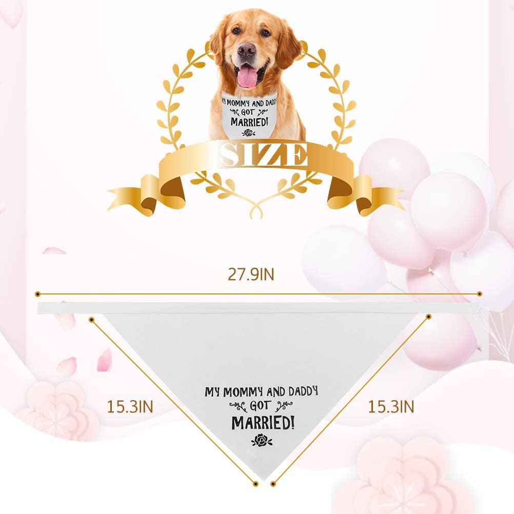 PUPTECK Engagement Gift Wedding Dog Bandana - Triangle Bibs Scarf Pet Accessories, Wedding Photo Prop for Small Medium Large Dogs Animals & Pet Supplies > Pet Supplies > Dog Supplies > Dog Apparel PUPTECK   