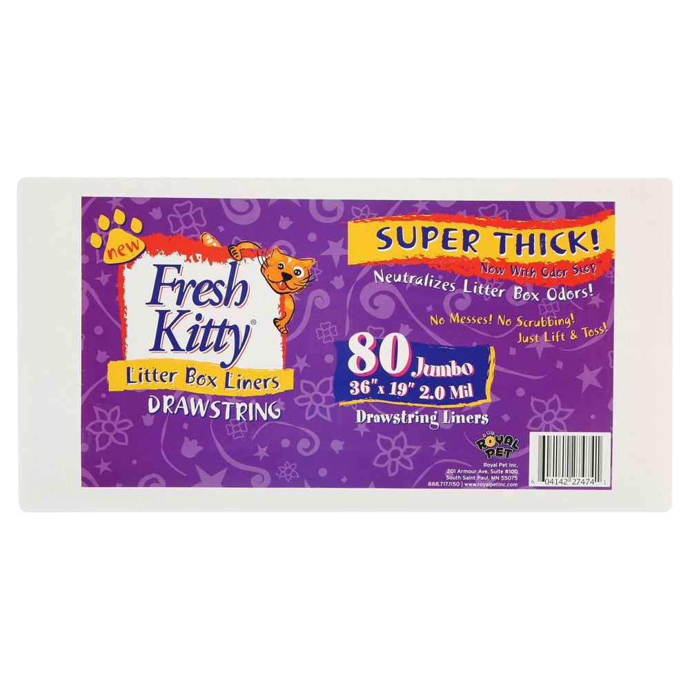 Fresh Kitty 80Ct Super Thick DS Litter Box Liners 36"X19" Animals & Pet Supplies > Pet Supplies > Cat Supplies > Cat Litter Box Liners Royal Pet, Inc.   