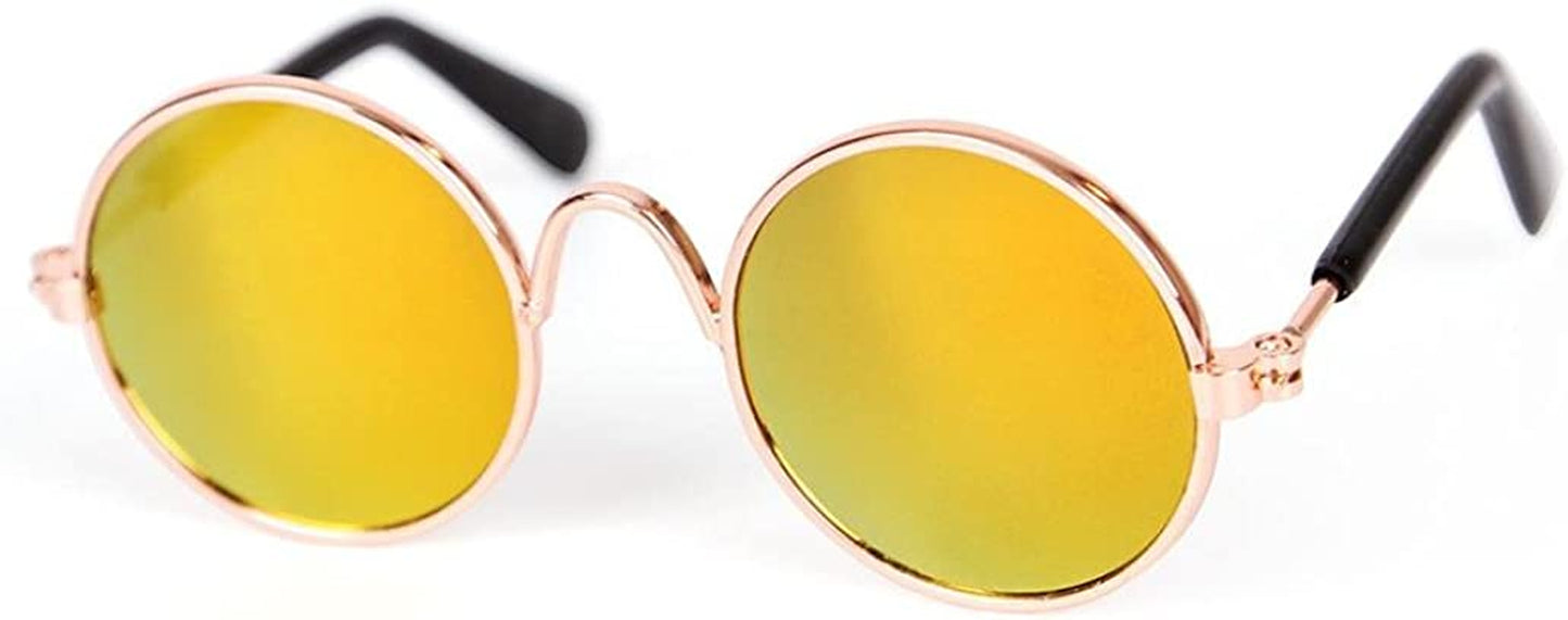 Wakeu Classic Retro Circular Metal Sunglasses for Cats or Small Dogs Animals & Pet Supplies > Pet Supplies > Dog Supplies > Dog Apparel Wakeu Pet Supplies Yellow  