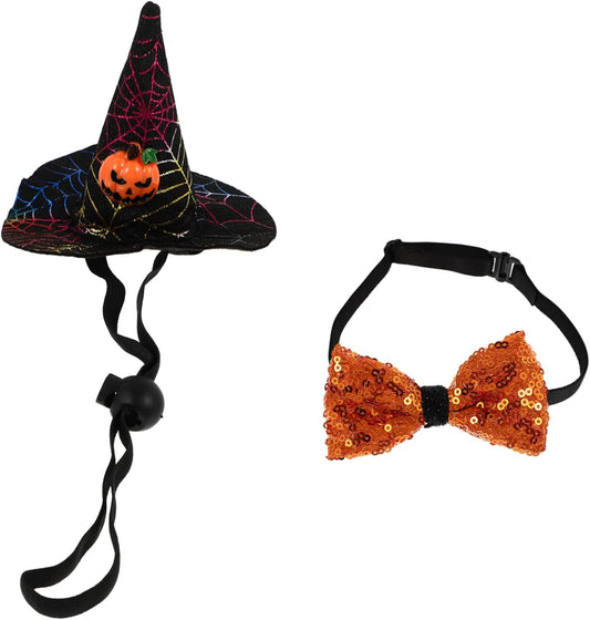 Balacoo 1 Set Headwear Wizard Head Party for Dogs Bat Collar Adjustable Gift Pets Ornaments Kitten Cosplay Puppy Birthday Tie- Pumpkin Cape Web Small Pet Puppies with Sequins Present Tie Animals & Pet Supplies > Pet Supplies > Dog Supplies > Dog Apparel Balacoo Black 11X11X11cm 