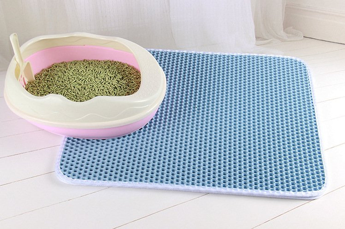 LEERUI Cat Litter Mat, Litter Box Mat,Honeycomb Double Layer Trapping Litter Mat Design,Waterproof Urine Proof Kitty Litter Mat,Easy Clean Scatter Control Animals & Pet Supplies > Pet Supplies > Cat Supplies > Cat Litter Box Mats HMDRUI Blue  