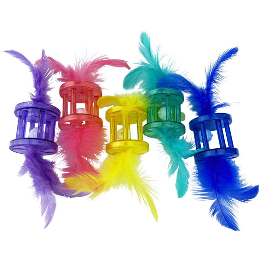 Vibrant Life Feather Rattle Cat Toy, Bell Inside, Natural Feathers, Assorted Bright Colors Animals & Pet Supplies > Pet Supplies > Cat Supplies > Cat Toys Multipet   