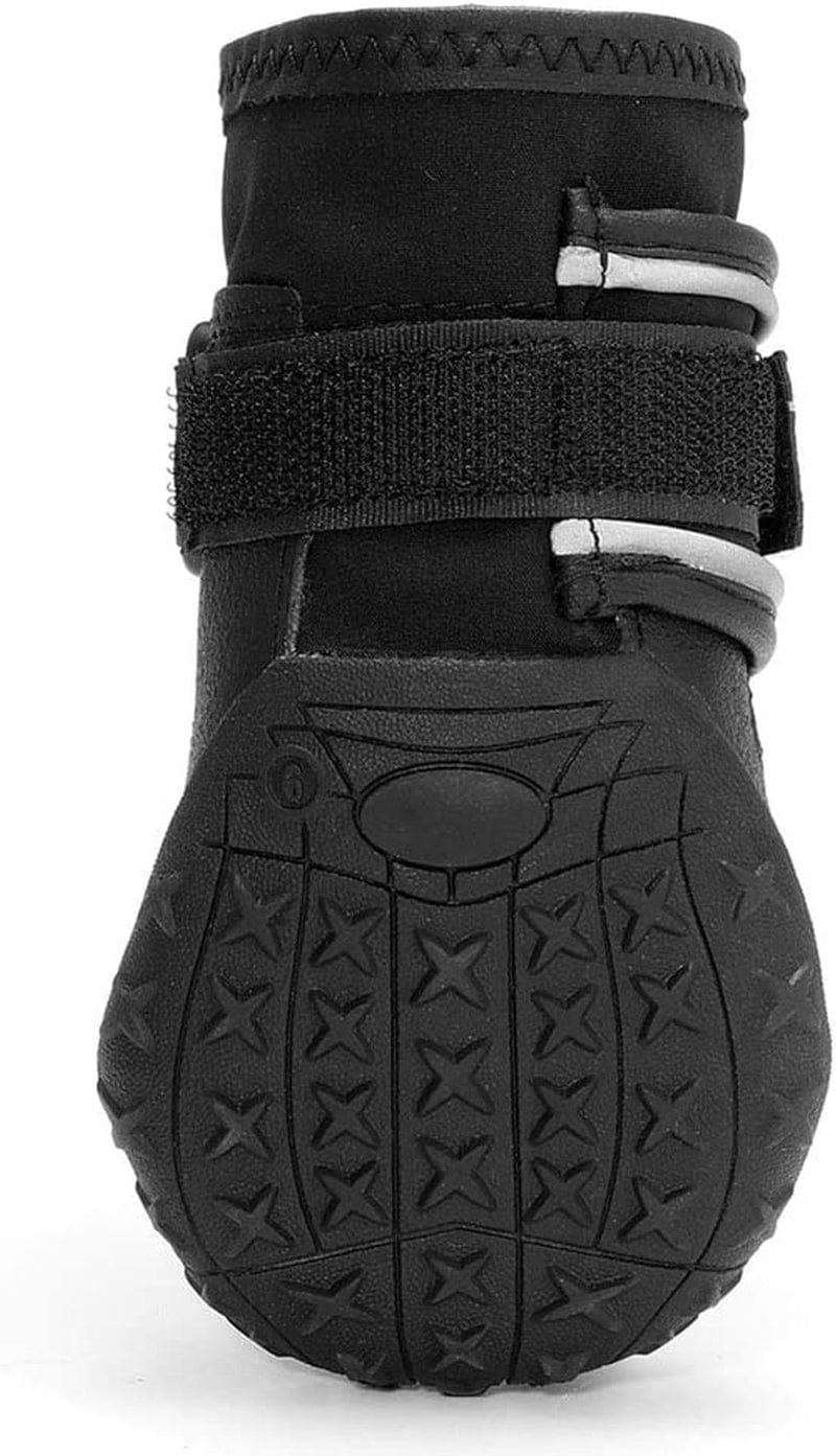 Denny5 Pet Boots Waterproof Outdoor Dog Shoes with Anti-Slip Sole and Reflective Strap Breathable Pet Paw Protectors for Medium/Large Dog 4Pcs (8#,Black) Animals & Pet Supplies > Pet Supplies > Dog Supplies > Dog Apparel Denny5   