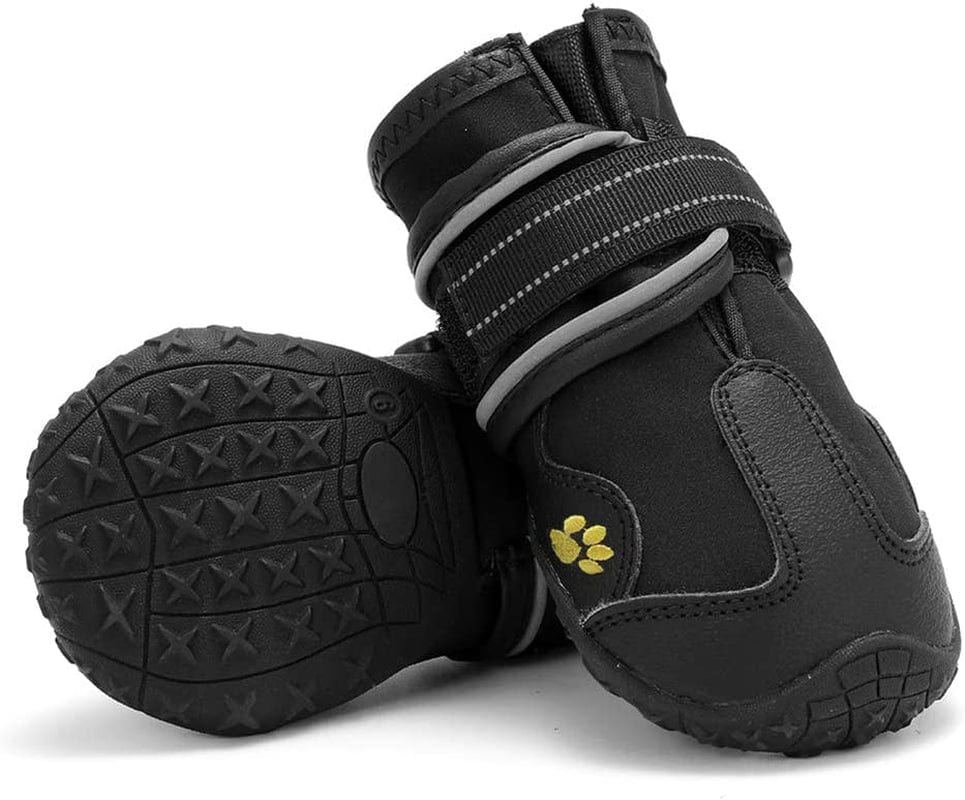 Denny5 Pet Boots Waterproof Outdoor Dog Shoes with Anti-Slip Sole and Reflective Strap Breathable Pet Paw Protectors for Medium/Large Dog 4Pcs (8#,Black) Animals & Pet Supplies > Pet Supplies > Dog Supplies > Dog Apparel Denny5   