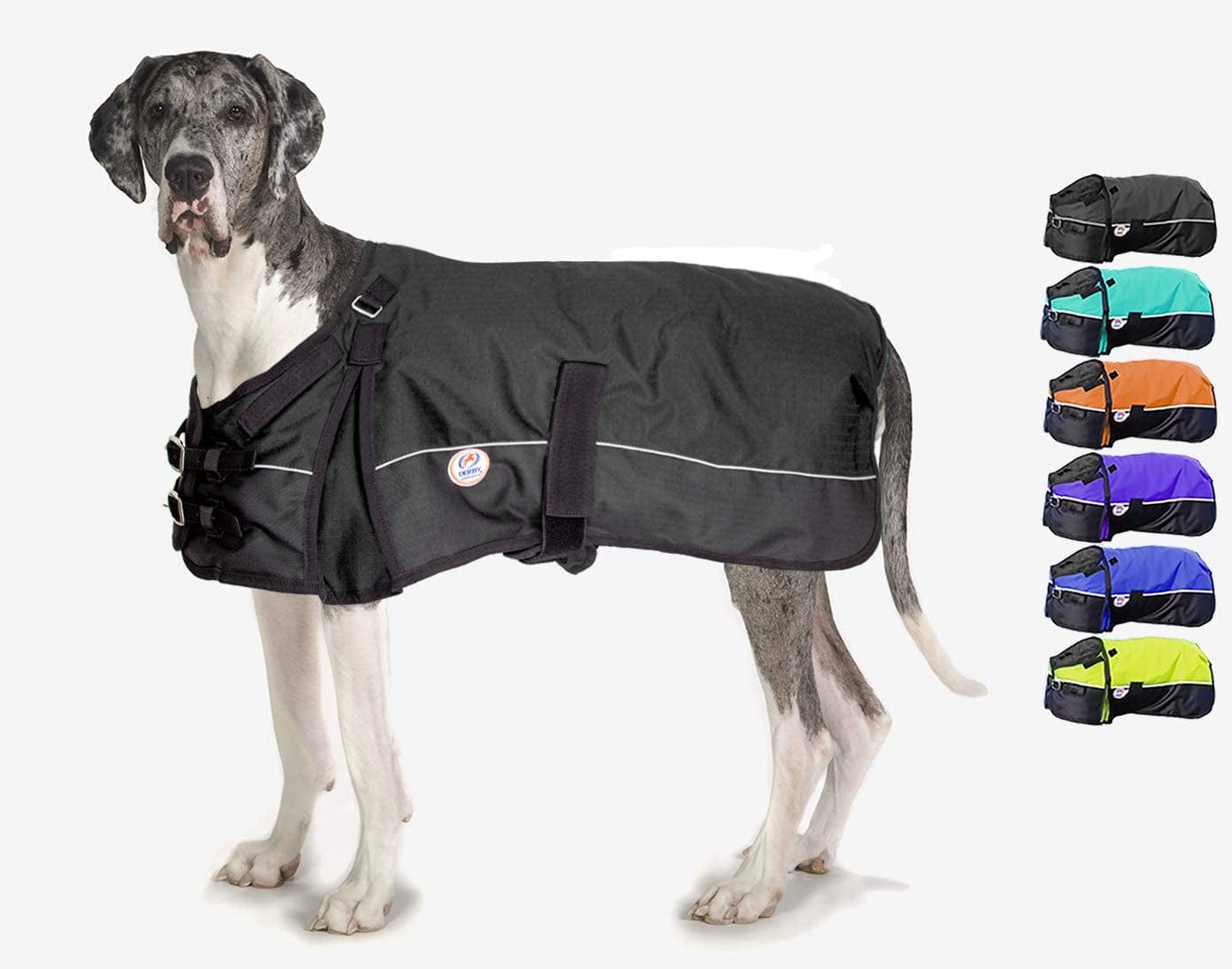 Derby Originals Horse Tough 600D Ripstop Waterproof Reflective Winter Dog Coat 150G Medium Weight, Black, 28.5" Animals & Pet Supplies > Pet Supplies > Dog Supplies > Dog Apparel Derby Originals Pink Solid XXL (Length: 28.5 in) 