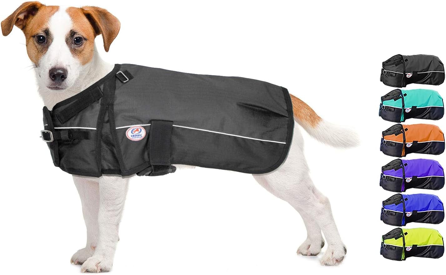 Derby Originals Horse Tough 600D Ripstop Waterproof Reflective Winter Dog Coat 150G Medium Weight, Black, 28.5" Animals & Pet Supplies > Pet Supplies > Dog Supplies > Dog Apparel Derby Originals Purple Small (Length: 13.5 in) 