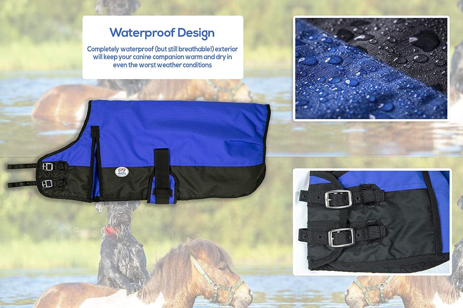 Derby Originals Horse Tough 600D Ripstop Waterproof Winter Dog Coat 150G Medium Weight Animals & Pet Supplies > Pet Supplies > Dog Supplies > Dog Apparel Derby Originals   