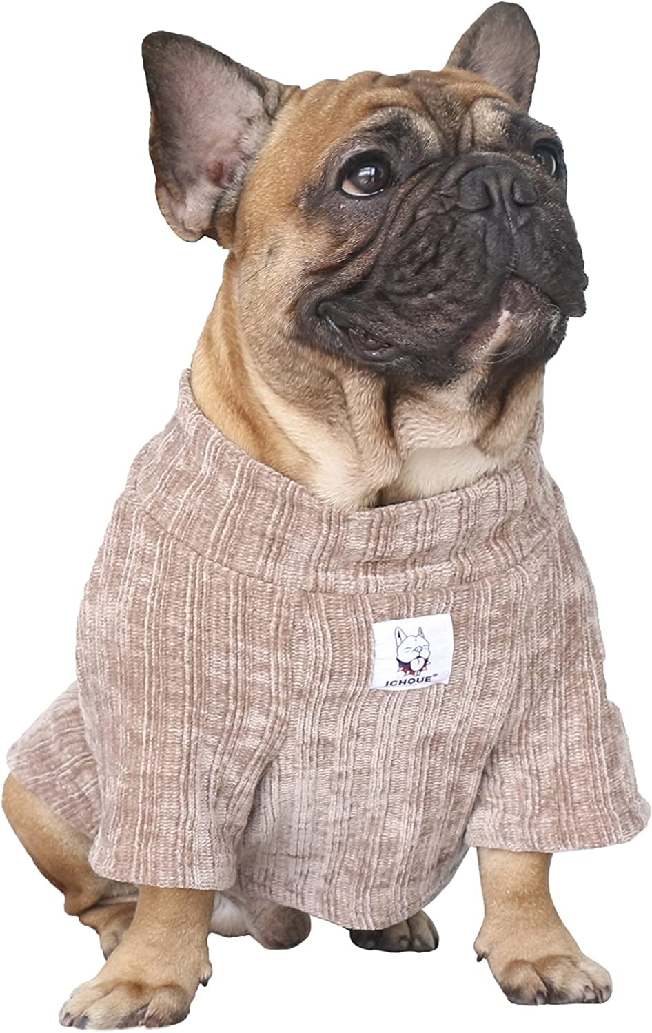 Ichoue Pet Dog Winter Warm Sweater Clothes Turtleneck for French Bulldog Frenchie Shiba Inu Corduroy Cold Weather Pullover Coat Shirt - Blue/Medium Animals & Pet Supplies > Pet Supplies > Dog Supplies > Dog Apparel iChoue Khaki Medium (Pack of 1) 