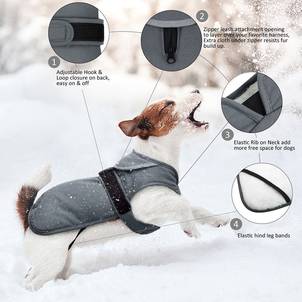 Kuoser Cotton Dog Coat & Jacket, Gray, S Animals & Pet Supplies > Pet Supplies > Dog Supplies > Dog Apparel Kuoser   