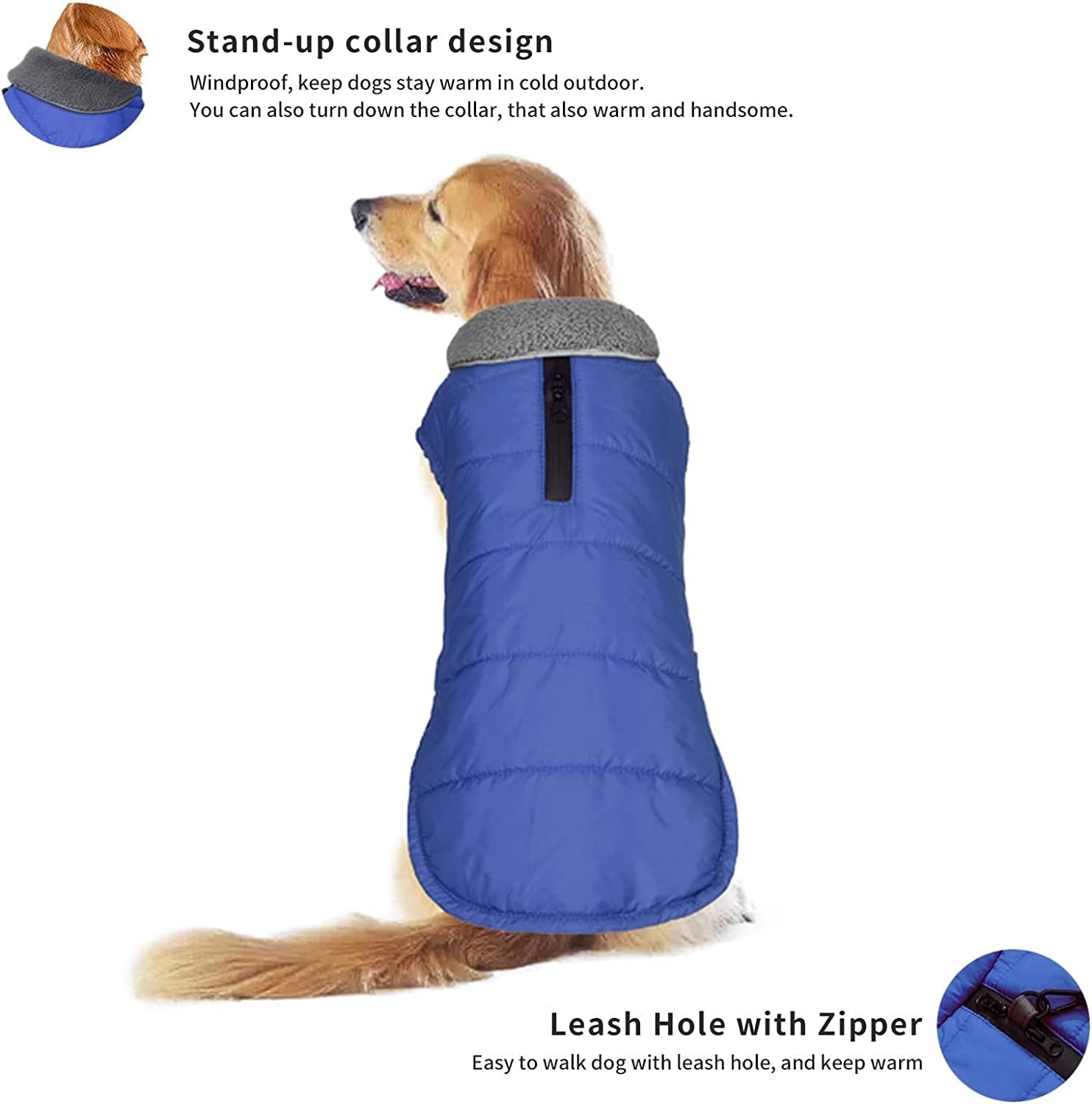 Waterproof Dog Coat, Christmas Dog Jacket for Cold Weather, Warm Reflective Dog Winter Appreal, Windproof Comfy Pet Vest for Small Medium Extra Large Dogs Pets Boy (Blue, XS) Animals & Pet Supplies > Pet Supplies > Dog Supplies > Dog Apparel Petglad   