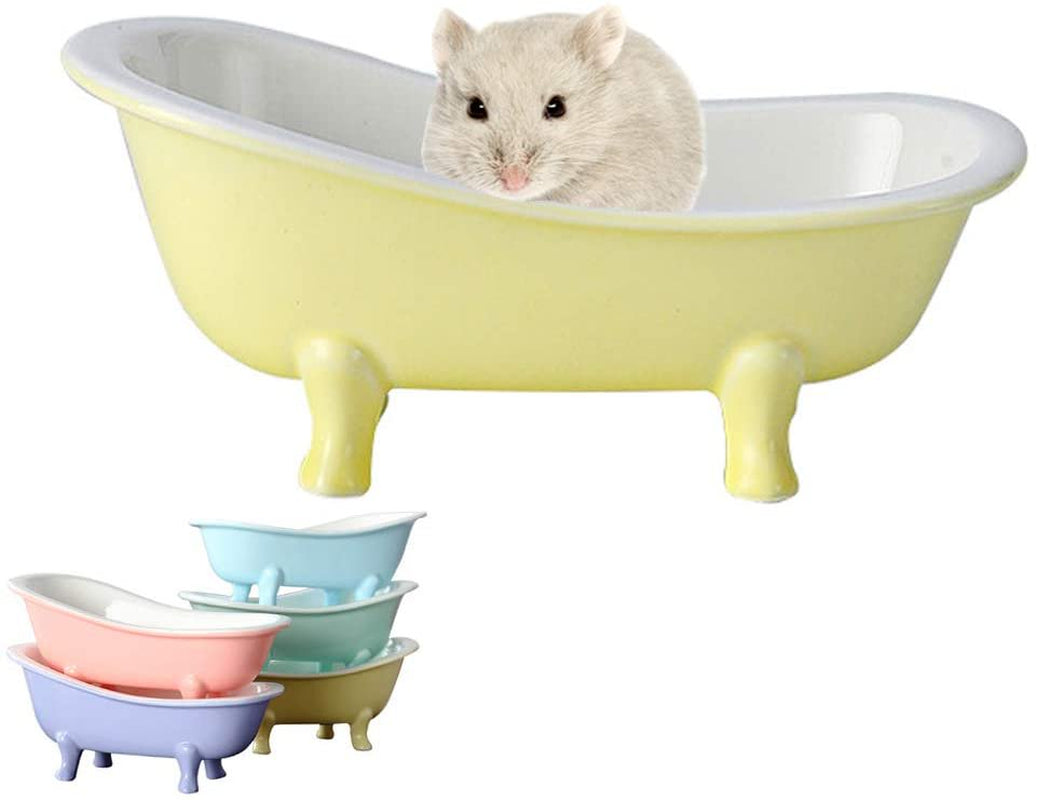 Small Animal Hamster Bed, Ice Bathtub Accessories Cage Toys, Ceramic Relax Habitat House, Sleep Pad Nest for Hamster, Food Bowl for Guinea Pigs/Squirrel/Chinchilla（Sky Blue） Animals & Pet Supplies > Pet Supplies > Small Animal Supplies > Small Animal Bedding COSARRETY Yellow  