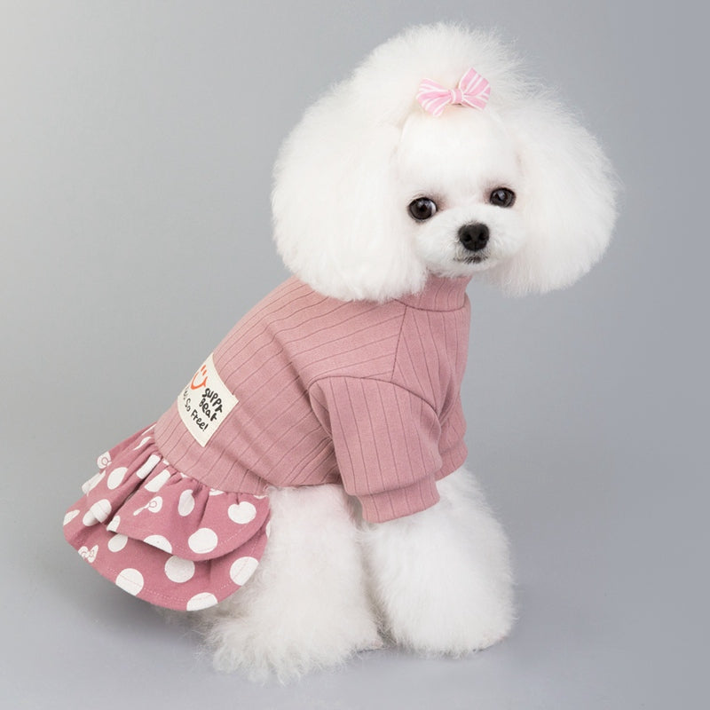 Deepablaze Polka Dots Pet Dog Princess Dress Half Sleeve Tassels Fringe Puppy Dogs Skirt Clothes Spring Summer Girl Doggy Dress up Apparel Animals & Pet Supplies > Pet Supplies > Dog Supplies > Dog Apparel CN   