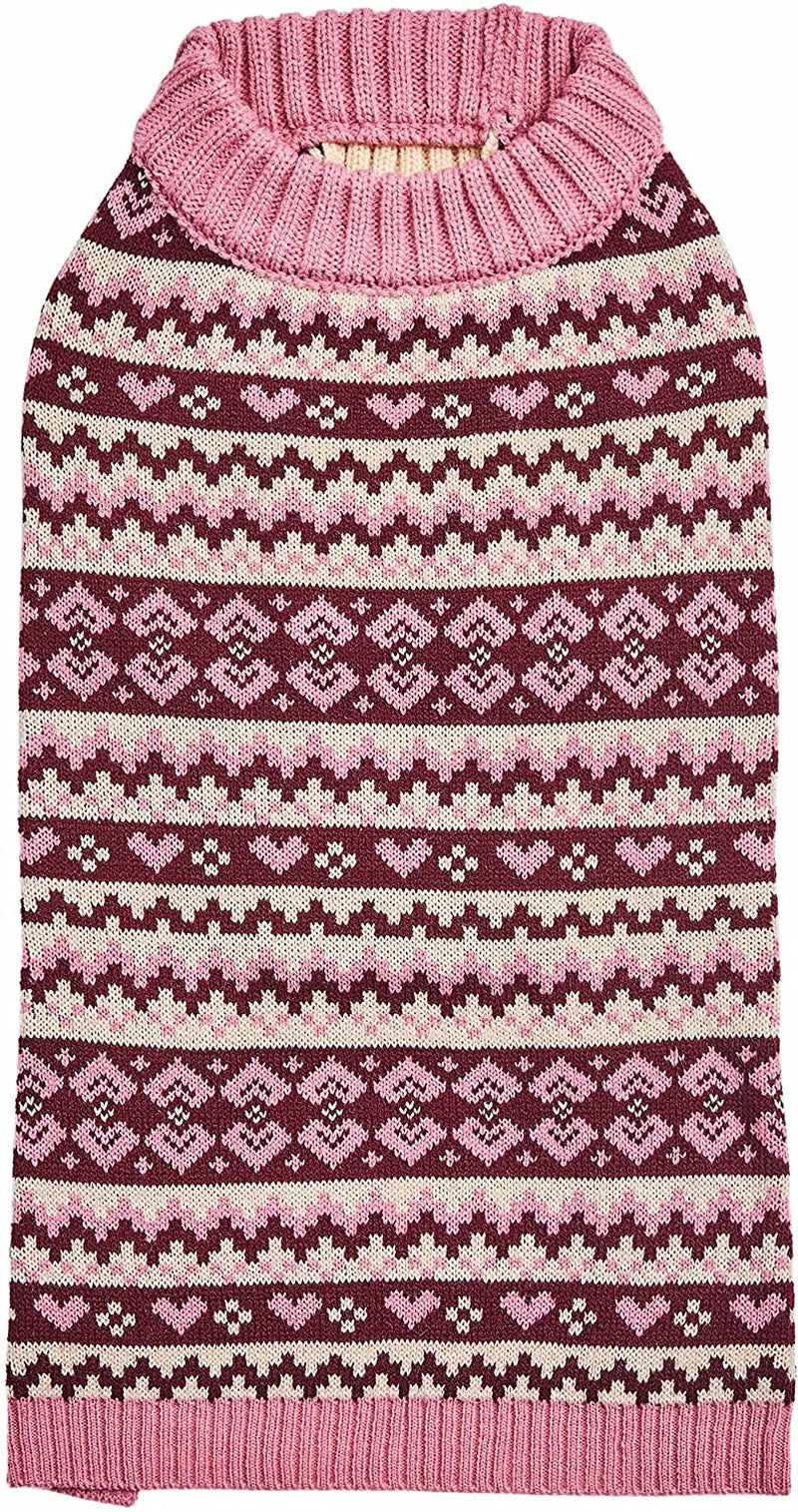 Blueberry Pet Artisan Chic Turtleneck Fair Isle Fall Winter Pullover Dog Sweater in Beige, Back Length 10", Warm Clothes for Small Dogs Animals & Pet Supplies > Pet Supplies > Dog Supplies > Dog Apparel Blueberry Pet Dog Sweater - Pink 18 inch (Pack of 1) 