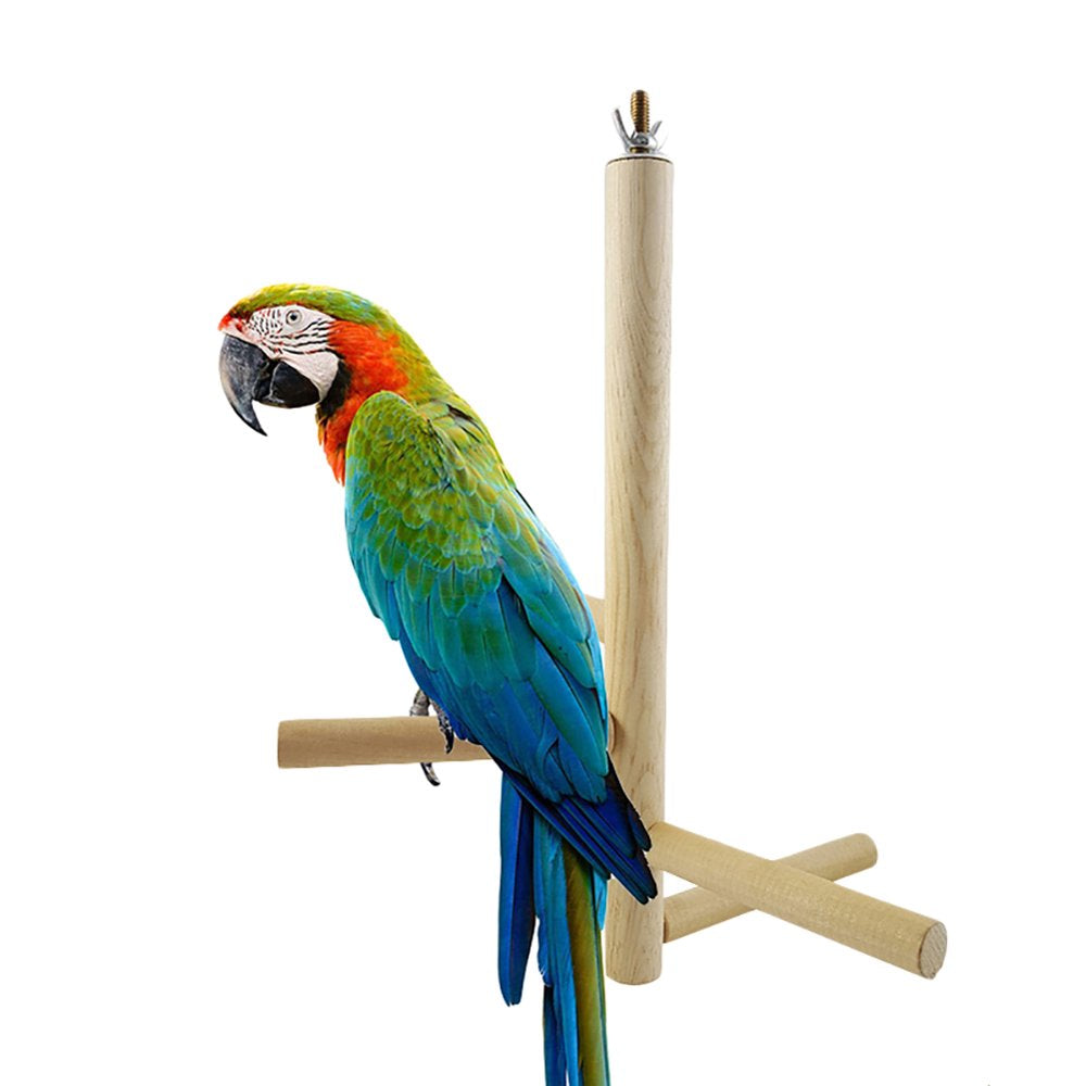 Leaveforme Pet Bird Parrot 4 Bars Wood Rotating Perches Standing Ladder Rack Play Toy