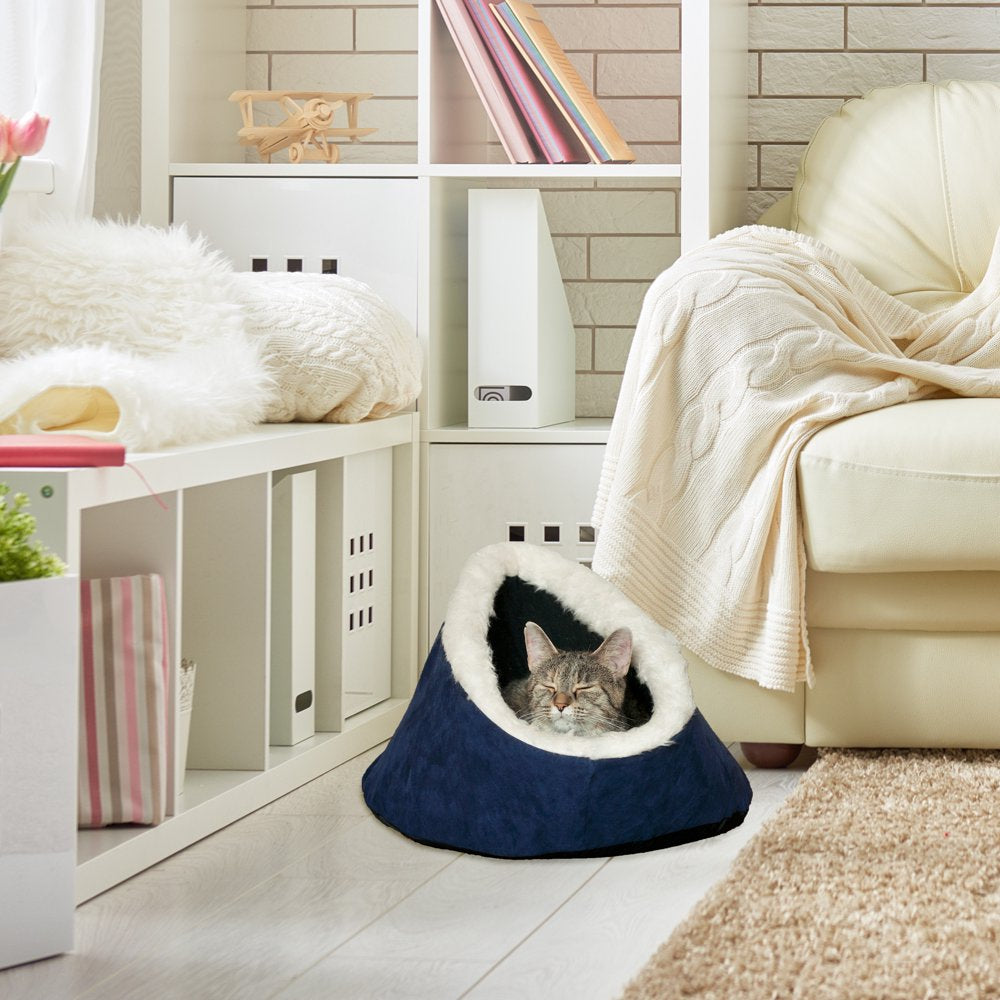 Pet Bed - Fabric Cave for Indoors - Comfortable Interior, Removable Cushion, Machine Washable Bed for Cats, Kittens, or Small Dogs by PETMAKER (Blue) Animals & Pet Supplies > Pet Supplies > Cat Supplies > Cat Beds Trademark Global, LLC.   