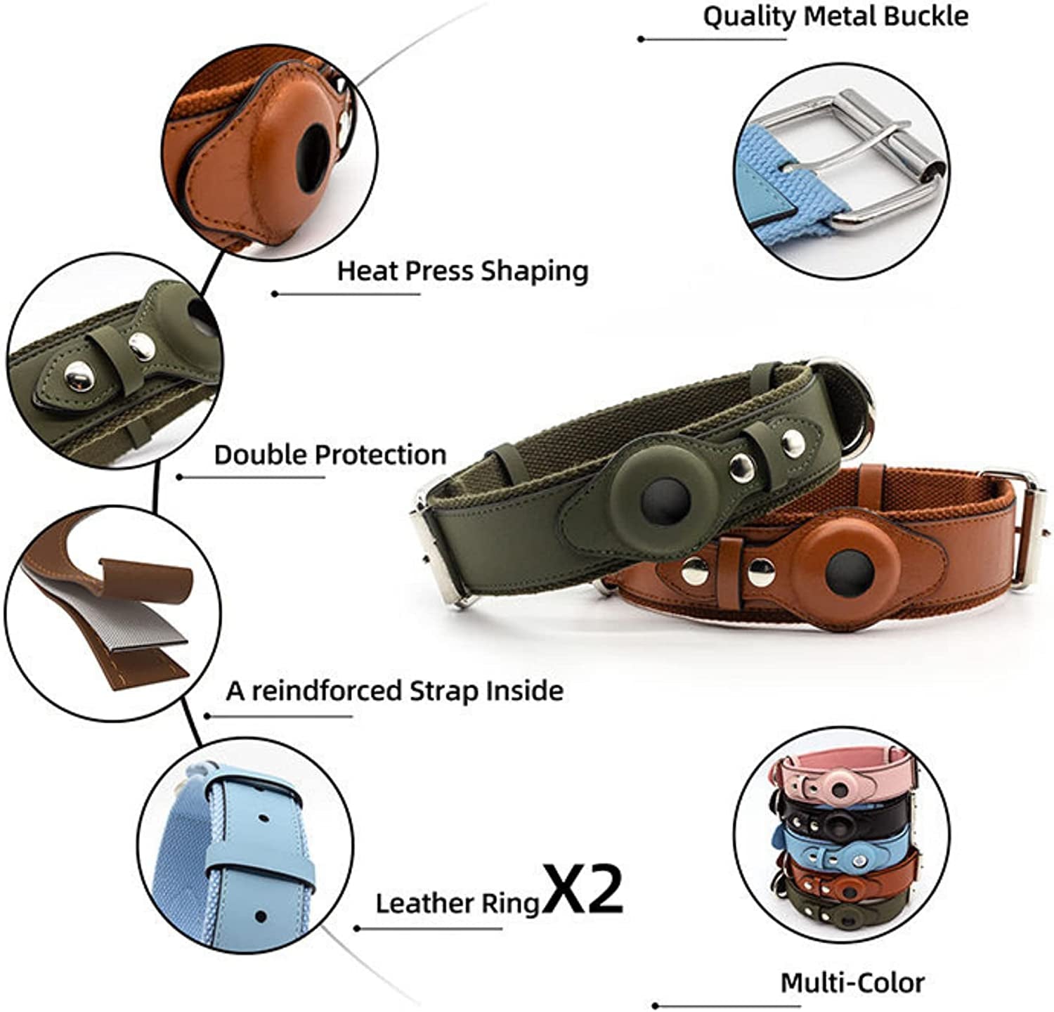 Krazytag Airtag Dog Collar – Premium Soft Faux Leather Collar with Built-In Tag Space – Luxurious Airtag Holder for Dogs and Cats – Play-Proof Design Electronics > GPS Accessories > GPS Cases KrazyTag   