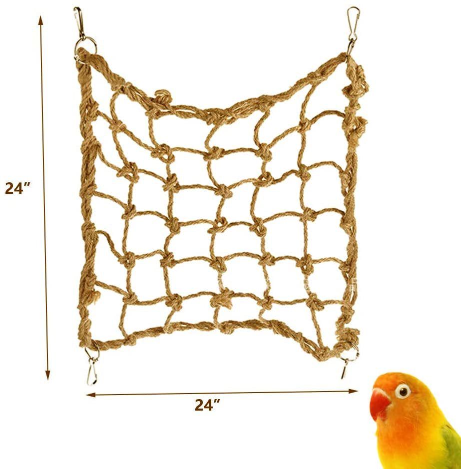 Epcany Bird Climbing Rope Net Parrot Perch Climbing Rope Ladder Parakeet Cage Hanging Toys for Small Animal 60*60Cm Animals & Pet Supplies > Pet Supplies > Bird Supplies > Bird Ladders & Perches Epcany   