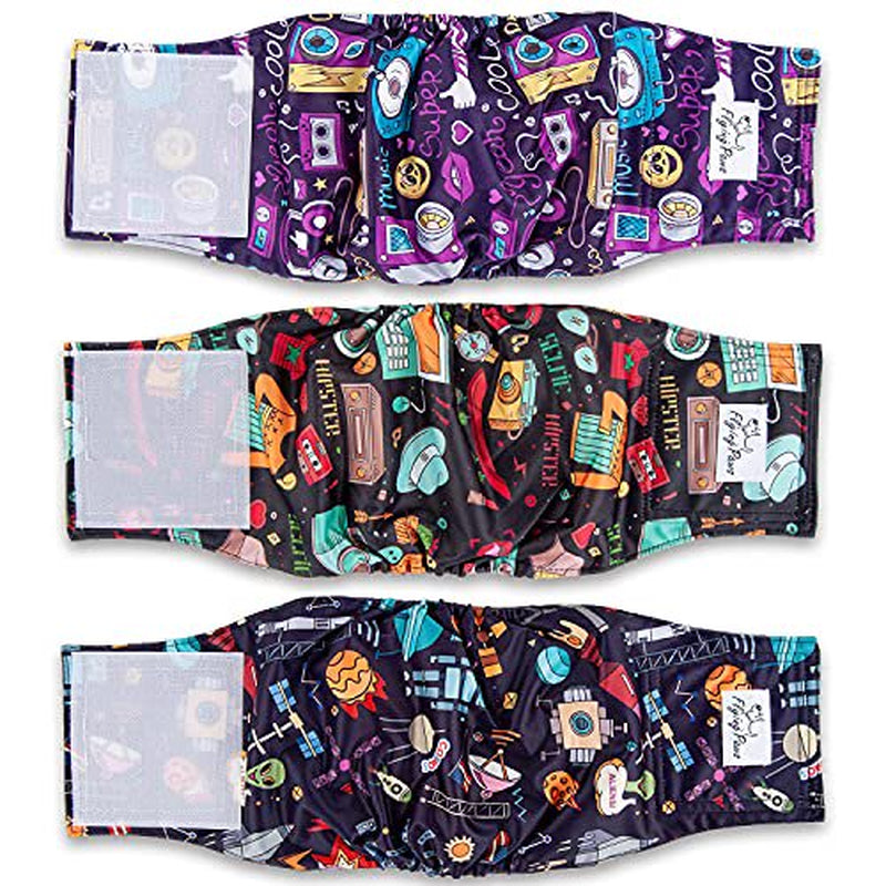 Flying Paws Male Dog Diapers Washable Male Dog Wraps Belly Band(Pack of 3), Reusable Doggie Diapers, Durable Puppy Diapers High Absorbing (Department Store, Large(17'' - 21'')) Animals & Pet Supplies > Pet Supplies > Dog Supplies > Dog Diaper Pads & Liners Flying Paws   